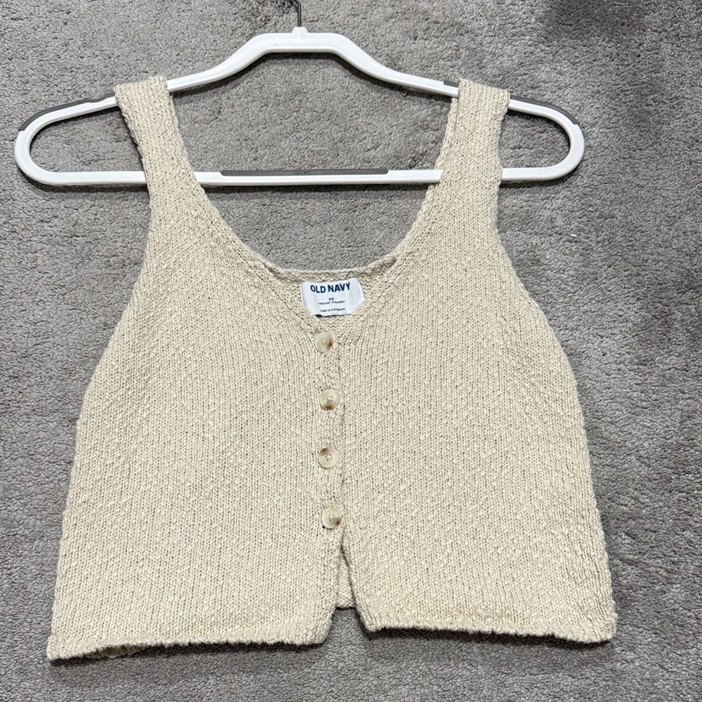 Old Navy Beige Knit Button-Up Tank